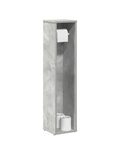 Mobiletto da bagno con portarotolo Grigio cemento 20,5x20x90 cm