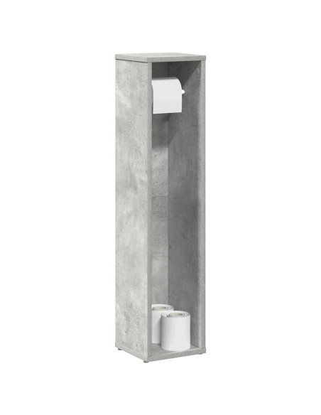 Mobiletto da bagno con portarotolo Grigio cemento 20,5x20x90 cm