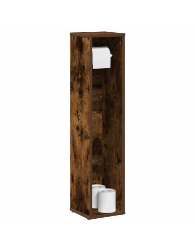 Mobiletto da bagno con portarotolo rovere affumicato 20,5x20x90 cm
