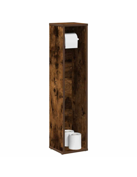 Mobiletto da bagno con portarotolo rovere affumicato 20,5x20x90 cm
