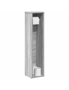 Mobiletto da bagno con portarotolo Grigio Sonoma 20,5x20x90 cm