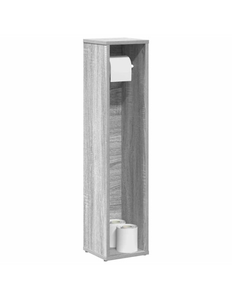 Mobiletto da bagno con portarotolo Grigio Sonoma 20,5x20x90 cm