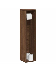 Mobiletto da bagno con portarotolo rovere Marrone 20,5x20x90 cm