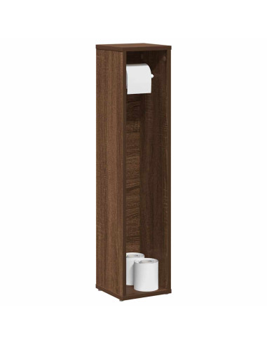 Mobiletto da bagno con portarotolo rovere Marrone 20,5x20x90 cm