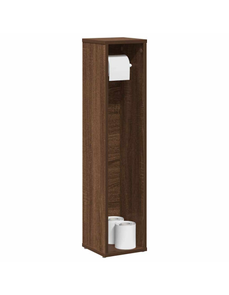 Mobiletto da bagno con portarotolo rovere Marrone 20,5x20x90 cm