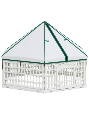 Panchetto per Cani a 6 Pannelli Bianco 122 x 106 x 79 cm