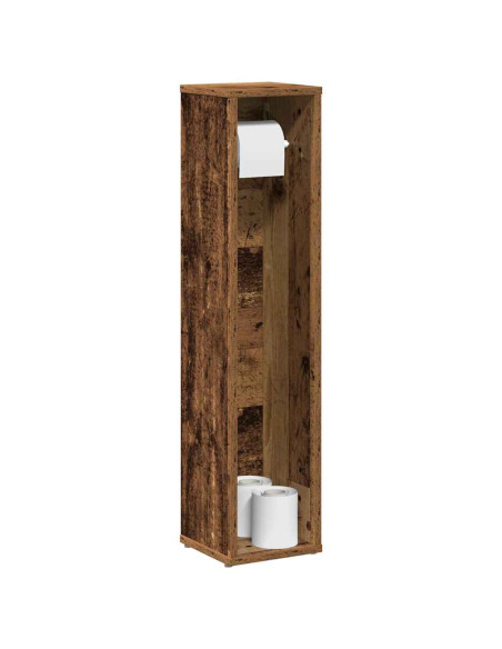 Mobiletto da bagno con portarotolo Legno Antico 20,5x20x90 cm