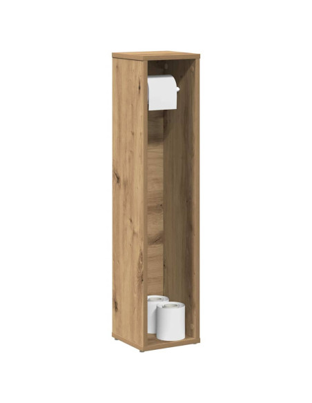 Mobiletto da bagno con portarotolo finitura rovere artigianale 20,5x20x90 cm