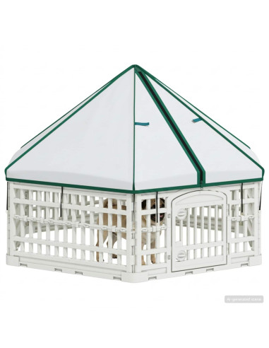 Panchetto per Cani a 6 Pannelli Bianco 122 x 106 x 79 cm