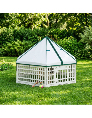 Panchetto per Cani a 6 Pannelli Bianco 122 x 106 x 79 cm