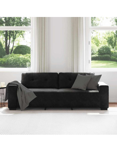 Divano a 3 posti Nero 220x78x80 cm in Velluto