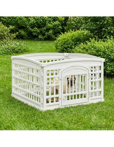 Parco giochi per cani a 4 pannelli Bianco 91 x 91 x 58 cm