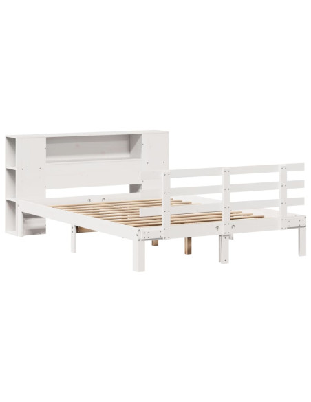 Letto contenitore senza Materasso Bianco 160x200 cm in Legno Massello di Pino