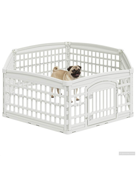 Panchetto per Cani a 6 Pannelli Bianco 179 x 151 x 58 cm