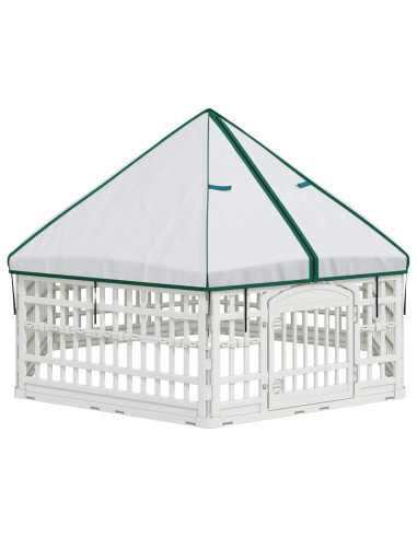Panchetto per Cani a 6 Pannelli Bianco 179 x 151 x 114 cm