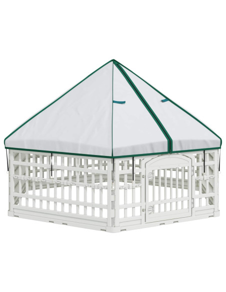 Panchetto per Cani a 6 Pannelli Bianco 179 x 151 x 114 cm