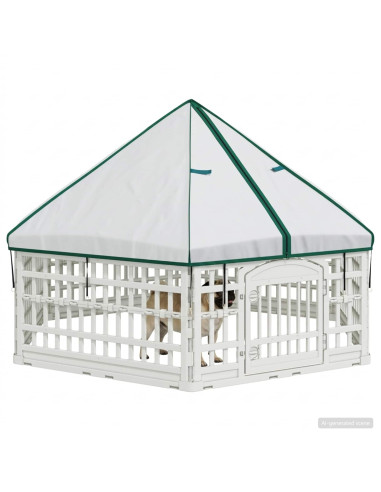 Panchetto per Cani a 6 Pannelli Bianco 179 x 151 x 114 cm