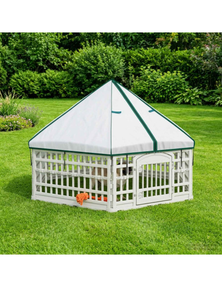 Panchetto per Cani a 6 Pannelli Bianco 179 x 151 x 114 cm