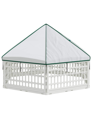 Panchetto per Cani a 6 Pannelli Bianco 179 x 151 x 114 cm