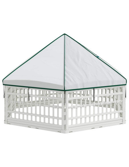 Panchetto per Cani a 6 Pannelli Bianco 179 x 151 x 114 cm