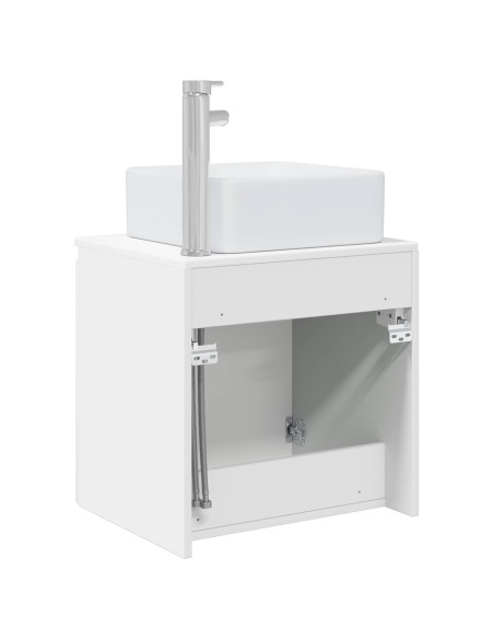 Mobile Lavabo da Parete Bianco Lucido 53 x 35 x 63 cm