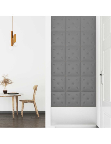 Testiera da Parete 12 pcs Grigio 30 x 30 cm Pelle Sintetica