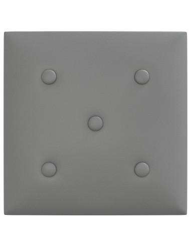 Testiera da Parete 12 pcs Grigio 30 x 30 cm Pelle Sintetica