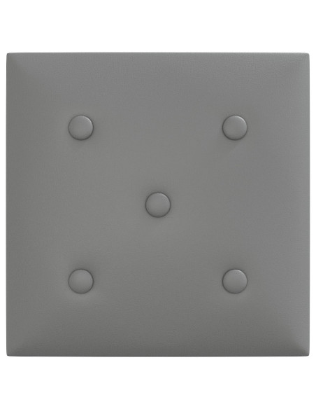Testiera da Parete 12 pcs Grigio 30 x 30 cm Pelle Sintetica