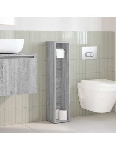 Mobiletto da bagno con portarotolo Grigio Sonoma 20,5x20x90 cm