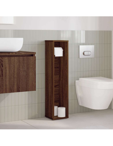 Mobiletto da bagno con portarotolo rovere Marrone 20,5x20x90 cm