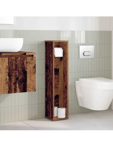 Mobiletto da bagno con portarotolo Legno Antico 20,5x20x90 cm