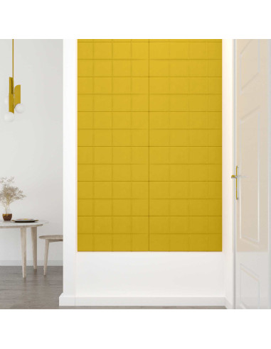 Testiera da Parete 12 pcs Giallo 60 x 30 cm Velluto