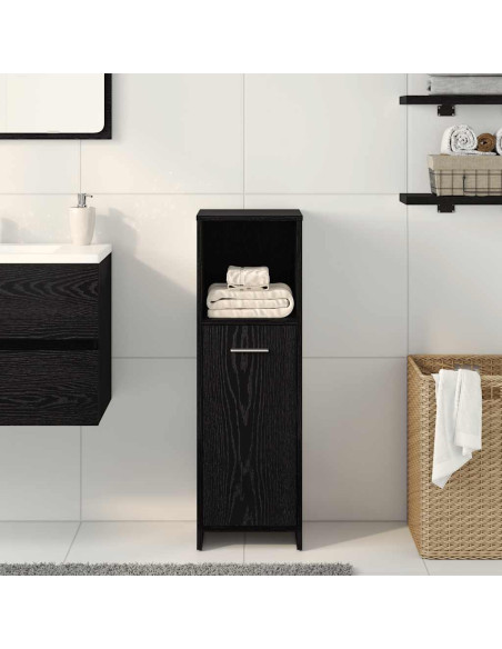 Mobiletto da bagno Rovere Nero 30x30x95 cm in Legno Multistrato