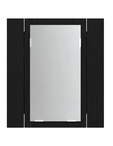 Mobiletto con specchio a LED per bagno Rovere Nero 40x12x45 cm in Legno Multistrato