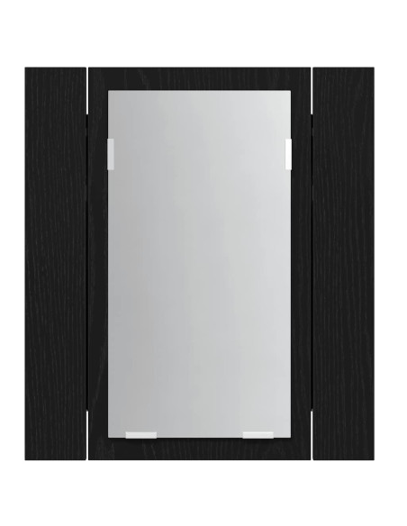 Mobiletto con specchio a LED per bagno Rovere Nero 40x12x45 cm in Legno Multistrato