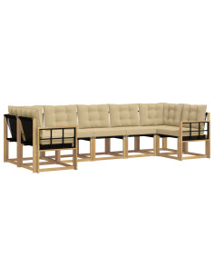 Set di divani da esterno con cuscino 7 pcs Bianco e Beige 2