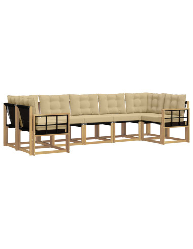 Set di divani da esterno con cuscino 7 pcs Bianco e Beige