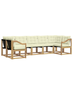 Set di divani da esterno con cuscino 7 pcs Bianco e Crema 2