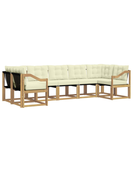 Set di divani da esterno con cuscino 7 pcs Bianco e Crema