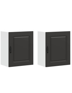 Pensili da cucina 2 pz Kalmar in Legno Multistrato Nero 2