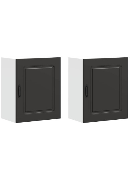 Pensili da cucina 2 pz Kalmar in Legno Multistrato Nero