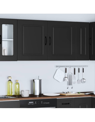 Pensili da cucina 2 pz Kalmar in Legno Multistrato Nero