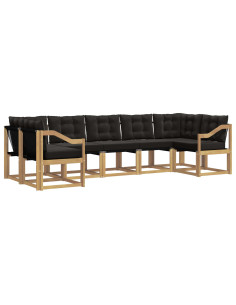 Set di divani da esterno con cuscino 7 pcs Bianco e Nero 2