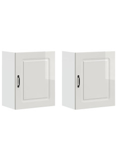 Pensili da cucina 2 pz Kalmar in Legno Multistrato Bianco Lucido 2
