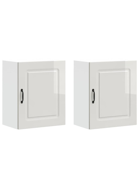 Pensili da cucina 2 pz Kalmar in Legno Multistrato Bianco Lucido