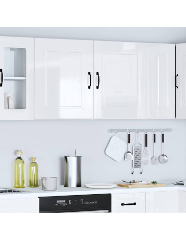 Pensili da cucina 2 pz Kalmar in Legno Multistrato Bianco Lucido