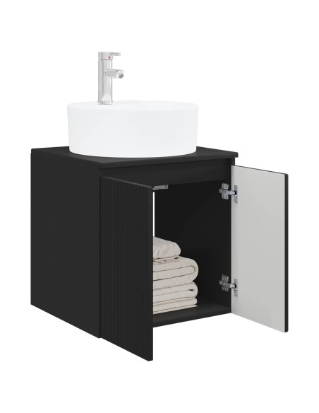 Mobile Lavabo da Parete Nero 49,5 x 44,5 x 65 cm