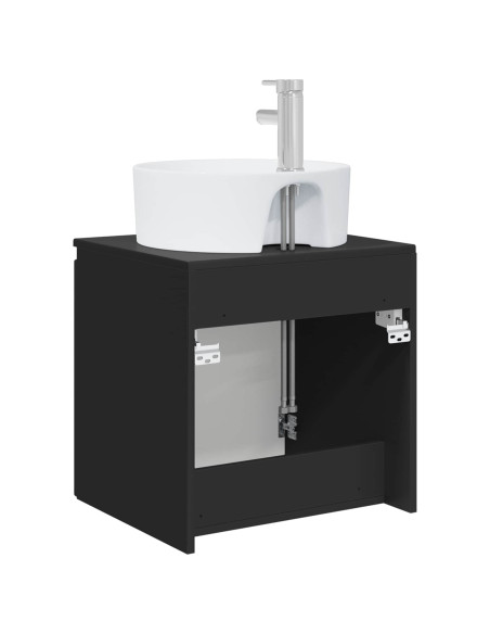 Mobile Lavabo da Parete Nero 49,5 x 44,5 x 65 cm