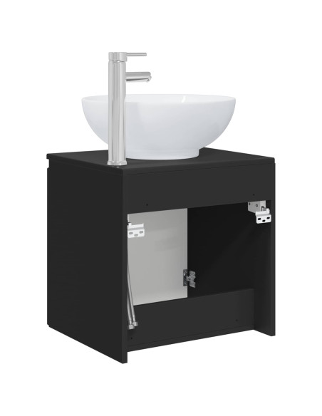 Mobile Lavabo da Parete Nero 49,5 x 44,5 x 65 cm