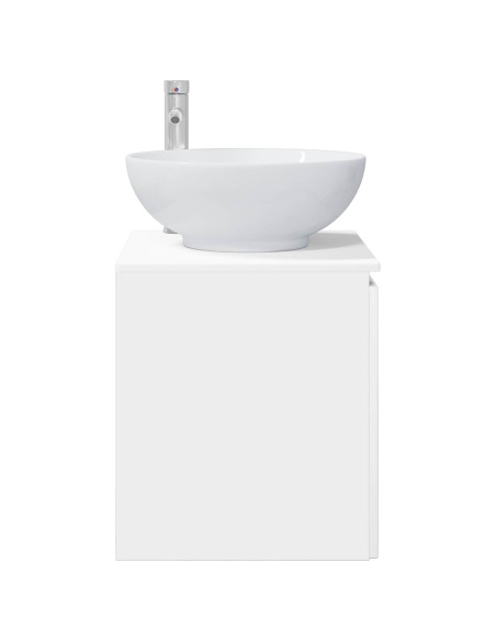 Mobile Lavabo da Parete Bianco Lucido 49,5 x 44,5 x 65 cm